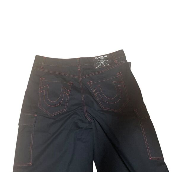 True Religion Jet Black Cargo Pants Flap Pockets Men’s Size 36 MSRP $149 NWT - Picture 9 of 11